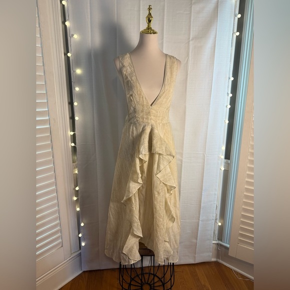 Cream Asymmetrical Ruffled Sundress for Weddings - Picture 2 of 10